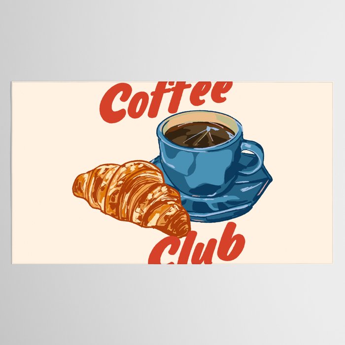 Coffee Club - Croissant and Espresso Illustration Tablecloth Gallery Image 2
