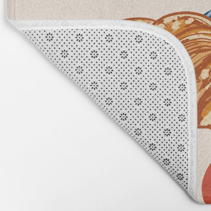 Coffee Club - Croissant and Espresso Illustration Bath Mat Gallery Image 2