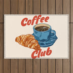 Coffee Club - Croissant and Espresso Illustration Outdoor Rug Gallery Image 1