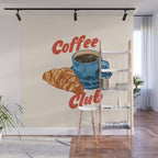 Coffee Club - Croissant and Espresso Illustration Wall Mural Gallery Image 1