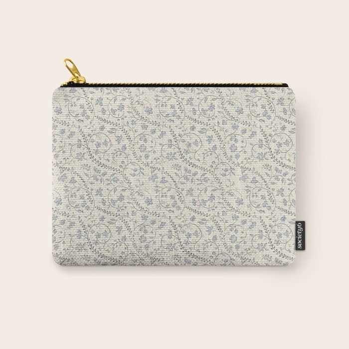 Diagonal Trailing Ditsy Floral - Cream Blue Carry All Pouch Gallery Image 1
