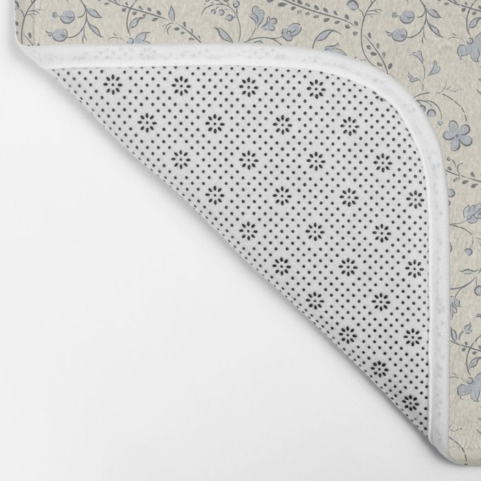 Diagonal Trailing Ditsy Floral - Cream Blue Bath Mat Gallery Image 2