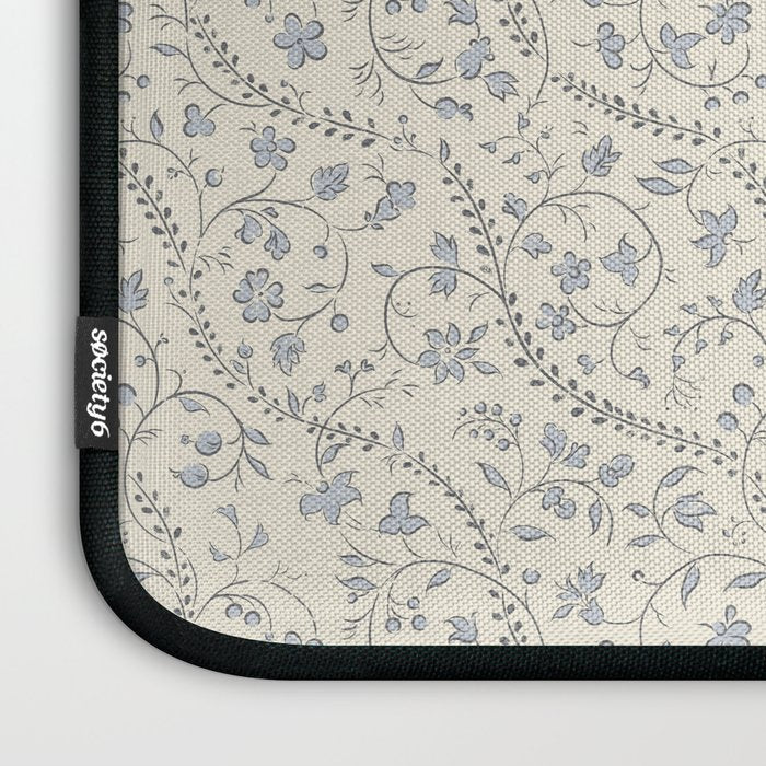 Diagonal Trailing Ditsy Floral - Cream Blue Laptop Sleeve Gallery Image 3