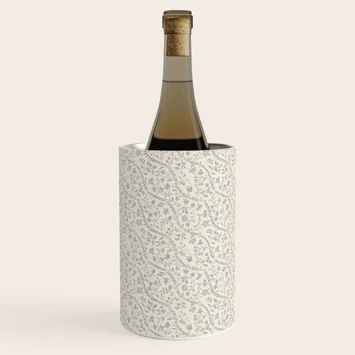 Diagonal Trailing Ditsy Floral - Cream Blue Wine Chiller Gallery Image 2