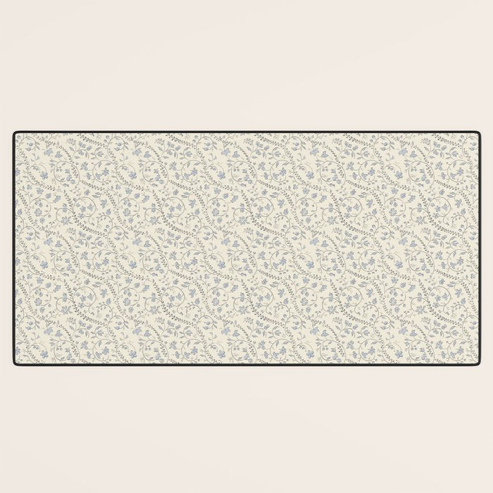 Diagonal Trailing Ditsy Floral - Cream Blue Desk Mat Gallery Image 3