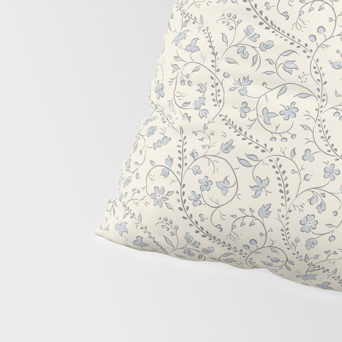 Diagonal Trailing Ditsy Floral - Cream Blue Pillow Sham Gallery Image 4