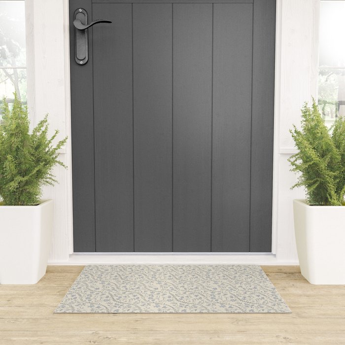 Diagonal Trailing Ditsy Floral - Cream Blue Welcome Mat Gallery Image 3