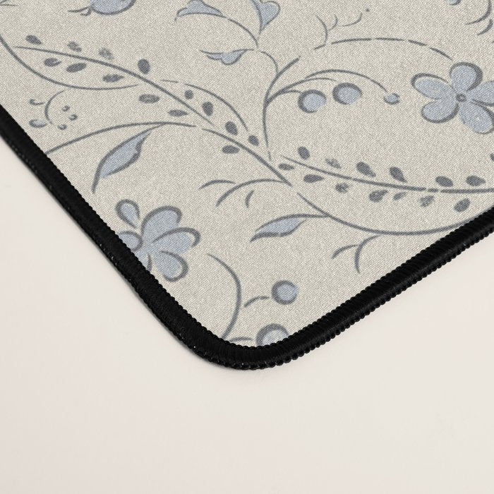 Diagonal Trailing Ditsy Floral - Cream Blue Desk Mat Gallery Image 4