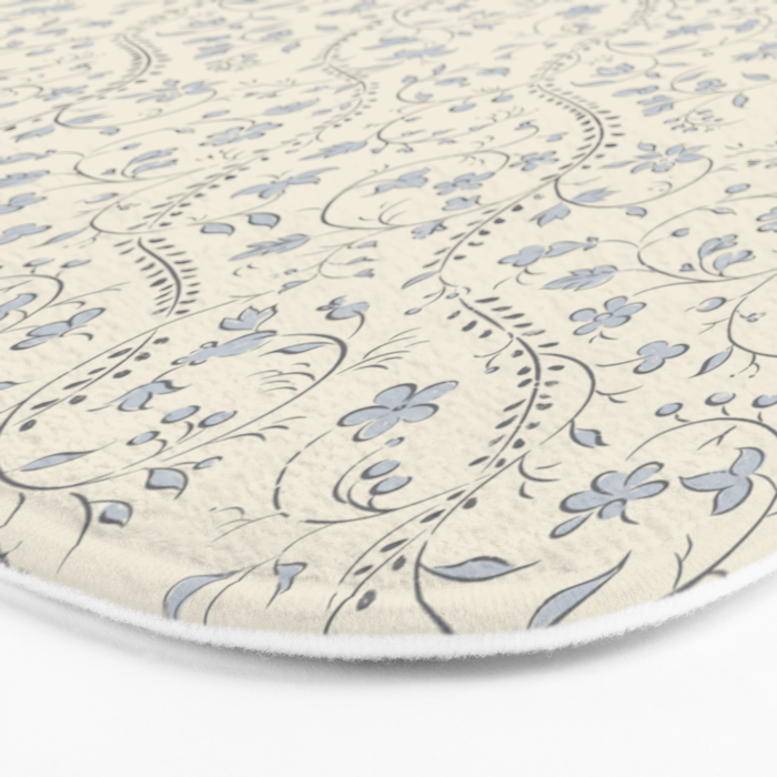 Diagonal Trailing Ditsy Floral - Cream Blue Bath Mat Gallery Image 3