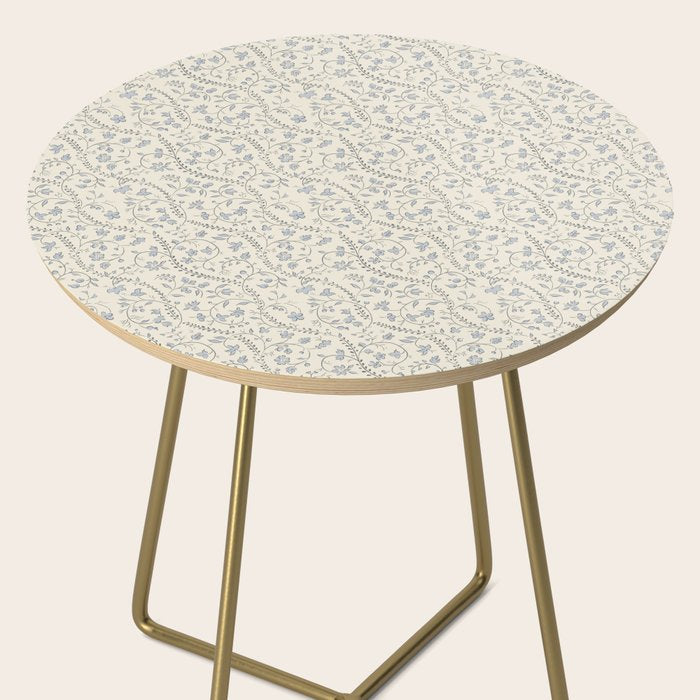 Diagonal Trailing Ditsy Floral - Cream Blue Side Table Gallery Image 2