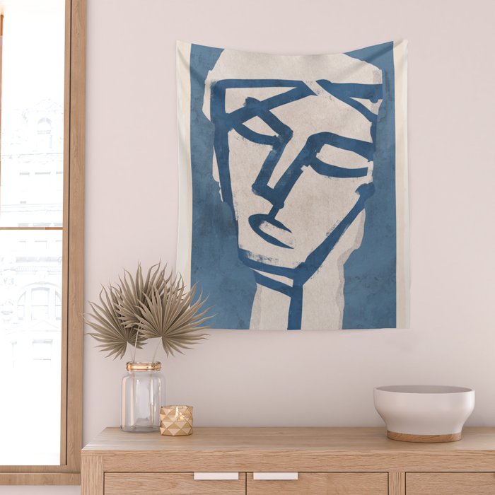 Modern Abstract Art Face 19 Wall Tapestry Gallery Image 2