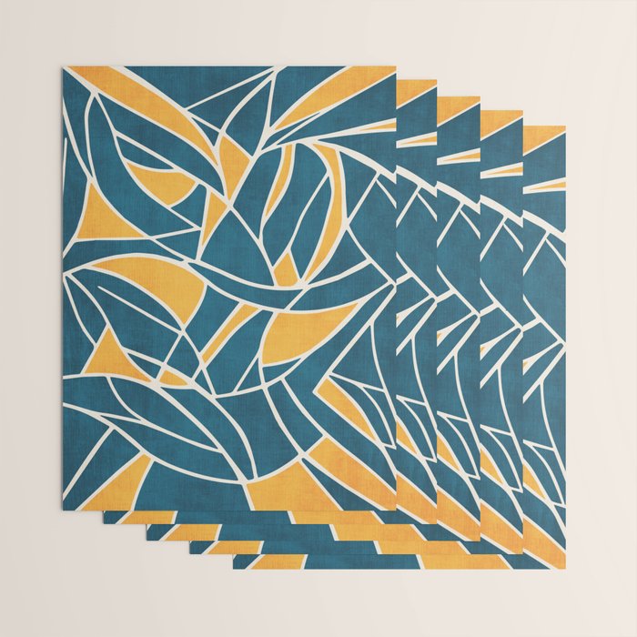 Teal Yellow Abstract Leaves Modern Artwork Wrapping Paper Gallery Image 3