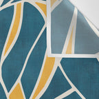 Teal Yellow Abstract Leaves Modern Artwork Wall Tapestry Gallery Image 3