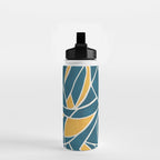Teal Yellow Abstract Leaves Modern Artwork Water Bottle Gallery Image 2
