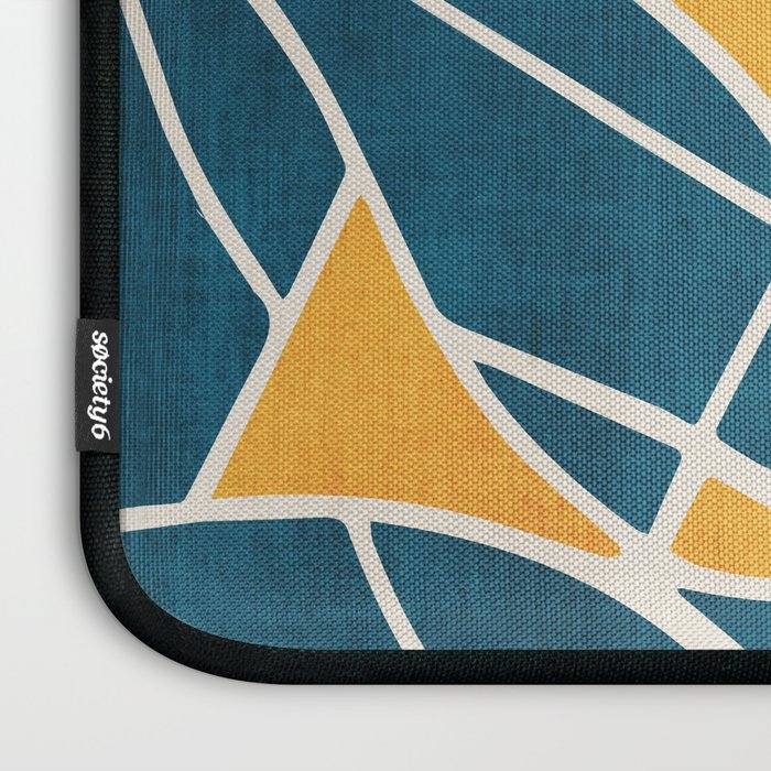 Teal Yellow Abstract Leaves Modern Artwork Laptop Sleeve Gallery Image 3