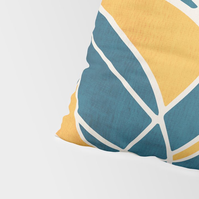 Teal Yellow Abstract Leaves Modern Artwork Pillow Sham Gallery Image 4