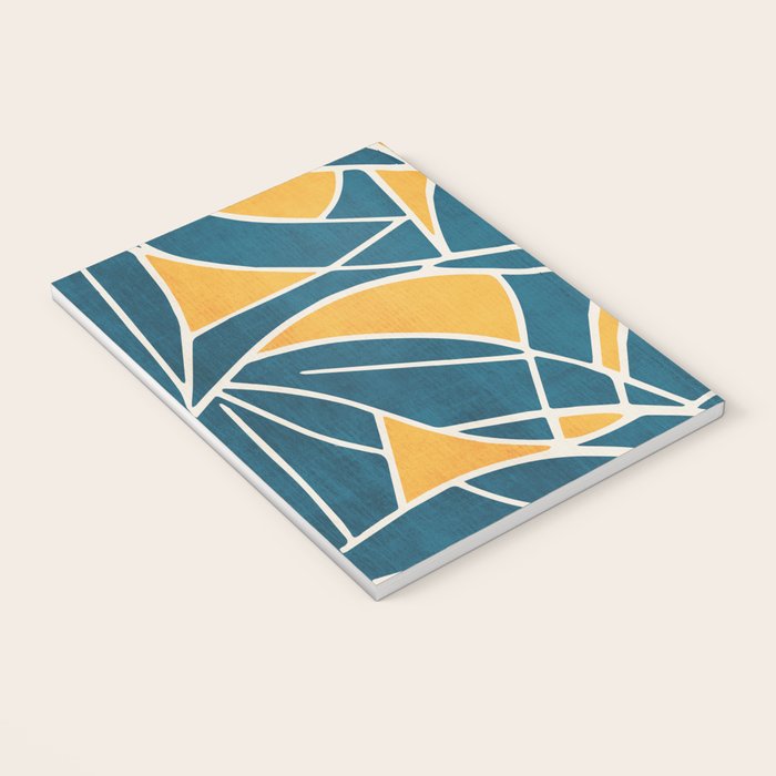 Teal Yellow Abstract Leaves Modern Artwork Notebook Gallery Image 3