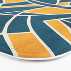 Teal Yellow Abstract Leaves Modern Artwork Bath Mat Gallery Image 3