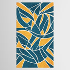Teal Yellow Abstract Leaves Modern Artwork Tablecloth Gallery Image 2
