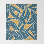 Teal Yellow Abstract Leaves Modern Artwork Throw Blanket Gallery Image 2