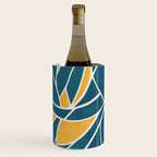 Teal Yellow Abstract Leaves Modern Artwork Wine Chiller Gallery Image 3
