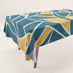 Teal Yellow Abstract Leaves Modern Artwork Tablecloth Gallery Image 1