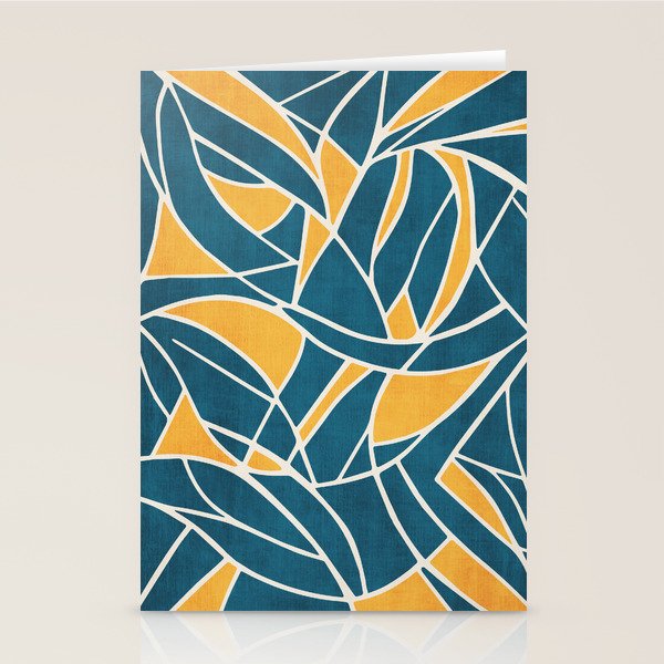 Teal Yellow Abstract Leaves Modern Artwork Stationery Card Gallery Image 2