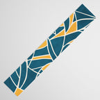 Teal Yellow Abstract Leaves Modern Artwork Table Runner Gallery Image 3