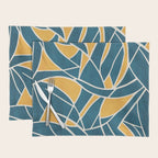 Teal Yellow Abstract Leaves Modern Artwork Placemat Gallery Image 1