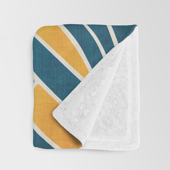 Teal Yellow Abstract Leaves Modern Artwork Throw Blanket Gallery Image 3