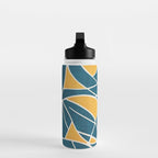 Teal Yellow Abstract Leaves Modern Artwork Water Bottle Gallery Image 3