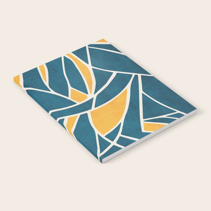 Teal Yellow Abstract Leaves Modern Artwork Notebook Gallery Image 2
