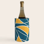 Teal Yellow Abstract Leaves Modern Artwork Wine Chiller Gallery Image 2