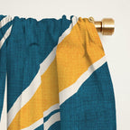 Teal Yellow Abstract Leaves Modern Artwork Window Curtain Gallery Image 2