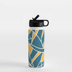 Teal Yellow Abstract Leaves Modern Artwork Water Bottle Gallery Image 1