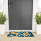 Teal Yellow Abstract Leaves Modern Artwork Welcome Mat Gallery Image 3
