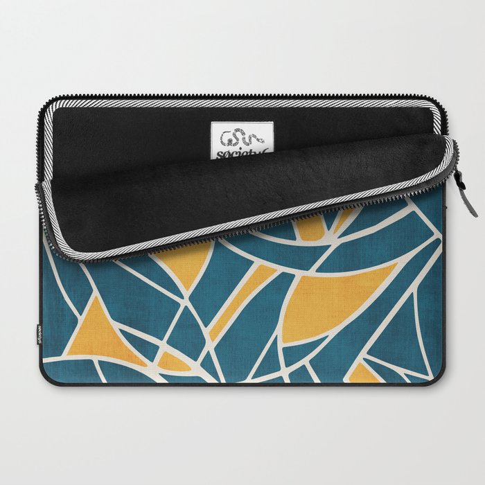 Teal Yellow Abstract Leaves Modern Artwork Laptop Sleeve Gallery Image 2