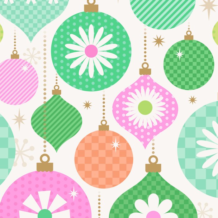 Happy Holidays Retro Ornaments - Pink & Green Coffee Mug Gallery Image 2