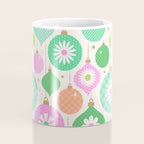 Happy Holidays Retro Ornaments - Pink & Green Coffee Mug Gallery Image 4