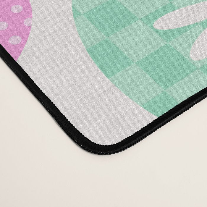 Happy Holidays Retro Ornaments - Pink & Green Desk Mat Gallery Image 4