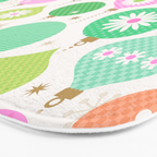 Happy Holidays Retro Ornaments - Pink & Green Bath Mat Gallery Image 3