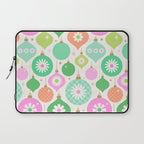 Happy Holidays Retro Ornaments - Pink & Green Laptop Sleeve Gallery Image 1