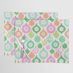 Happy Holidays Retro Ornaments - Pink & Green Placemat Gallery Image 1