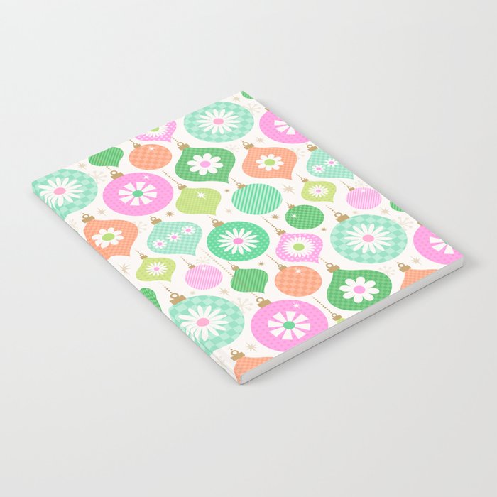 Happy Holidays Retro Ornaments - Pink & Green Notebook Gallery Image 2