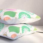 Happy Holidays Retro Ornaments - Pink & Green Pillow Sham Gallery Image 3