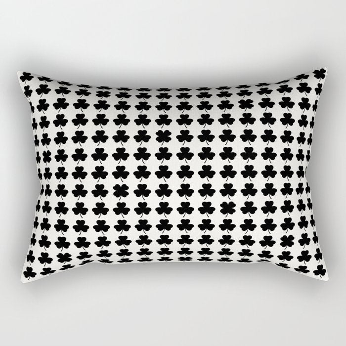 Clovers I Black and White Botanical Pattern Rectangular Pillow Gallery Image 2
