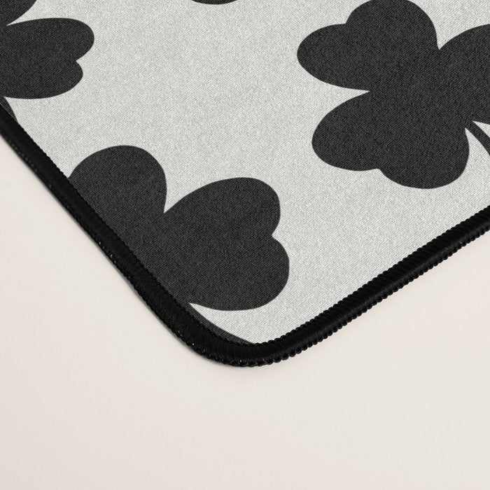 Clovers I Black and White Botanical Pattern Desk Mat Gallery Image 4