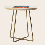 Burnt Orange Jewel Teal Blue Mid Century Modern Funky Colorful Shapes Patterns by Ejaaz Haniff Side Table Gallery Image 1