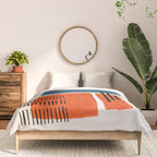 Burnt Orange Jewel Teal Blue Mid Century Modern Funky Colorful Shapes Patterns by Ejaaz Haniff Comforter Gallery Image 3