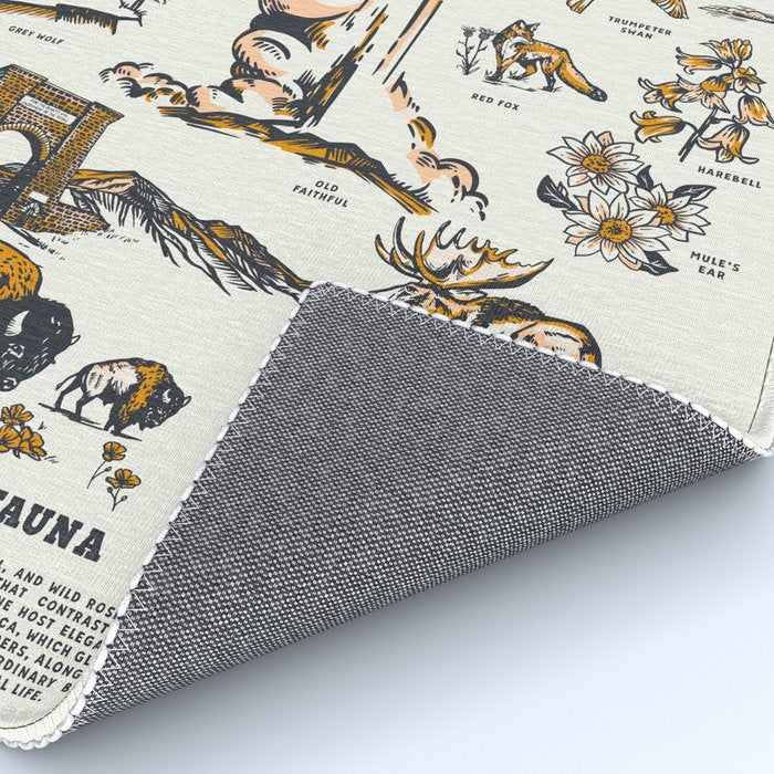 Yellowstone National Park Flora & Fauna Vintage Travel Poster Rug Gallery Image 4